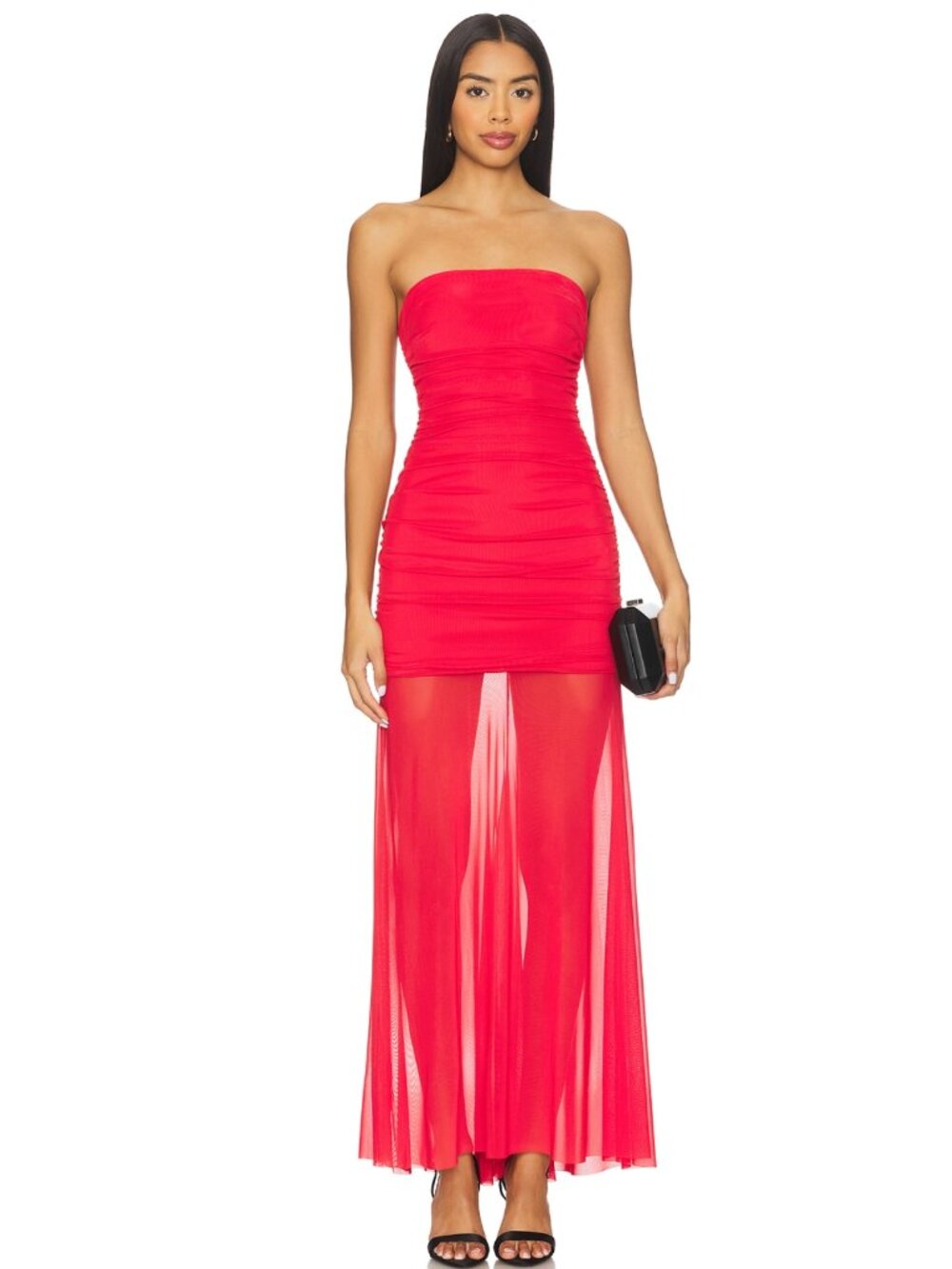 NEW Amanda Uprichard Leo Maxi Dress in Cherry Red Mesh Strapless